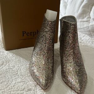 Women's Glitter Pointed Toe Stiletto Heel Ankle Boots